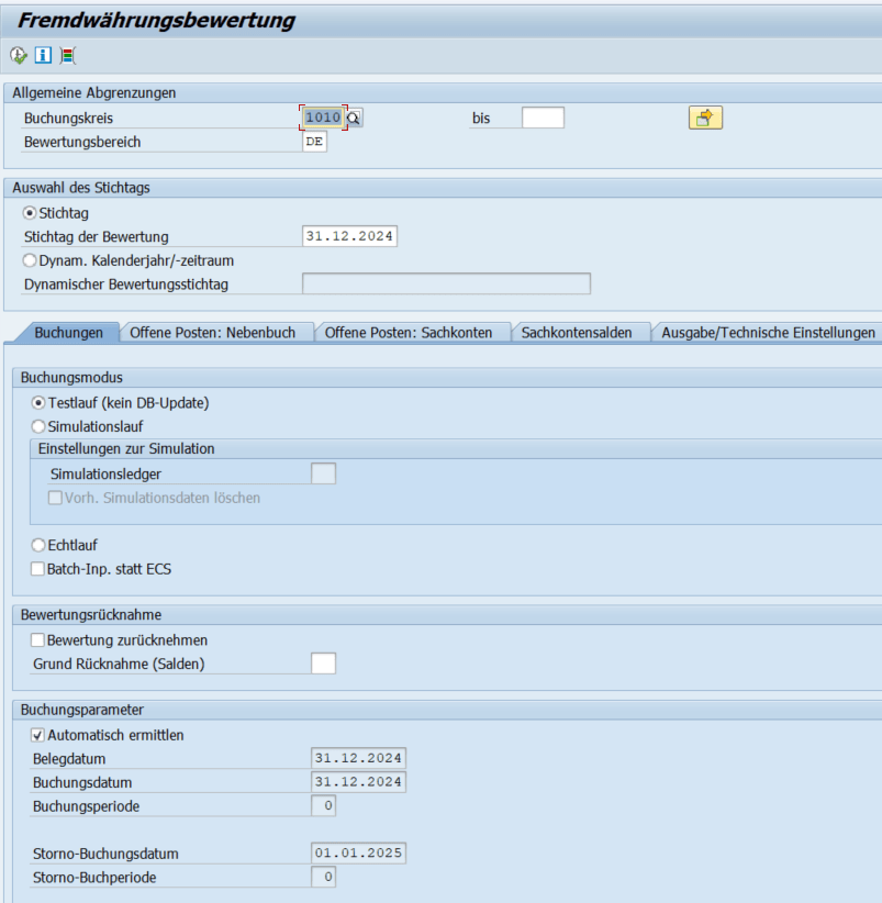 SAP-Transaktion FAGL_FCV zur Durchführung der Fremdwährungsbewertung in SAP S/4HANA – Übersicht über Buchungen und Bewertungsergebnisse